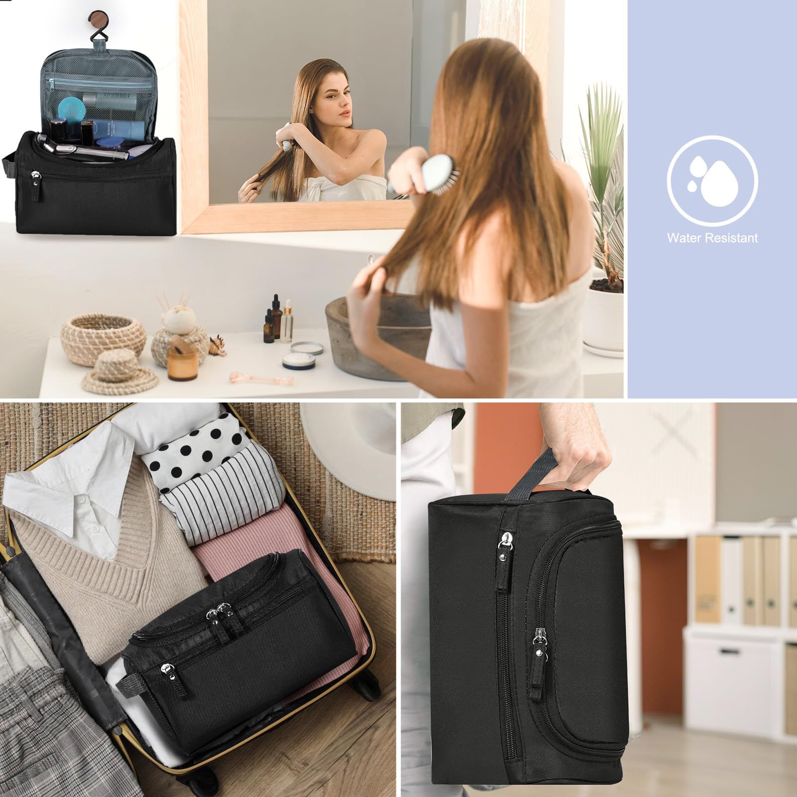 Hanging Toiletry Bag for Women and Men Traveling Makeup Large Capacity view 3