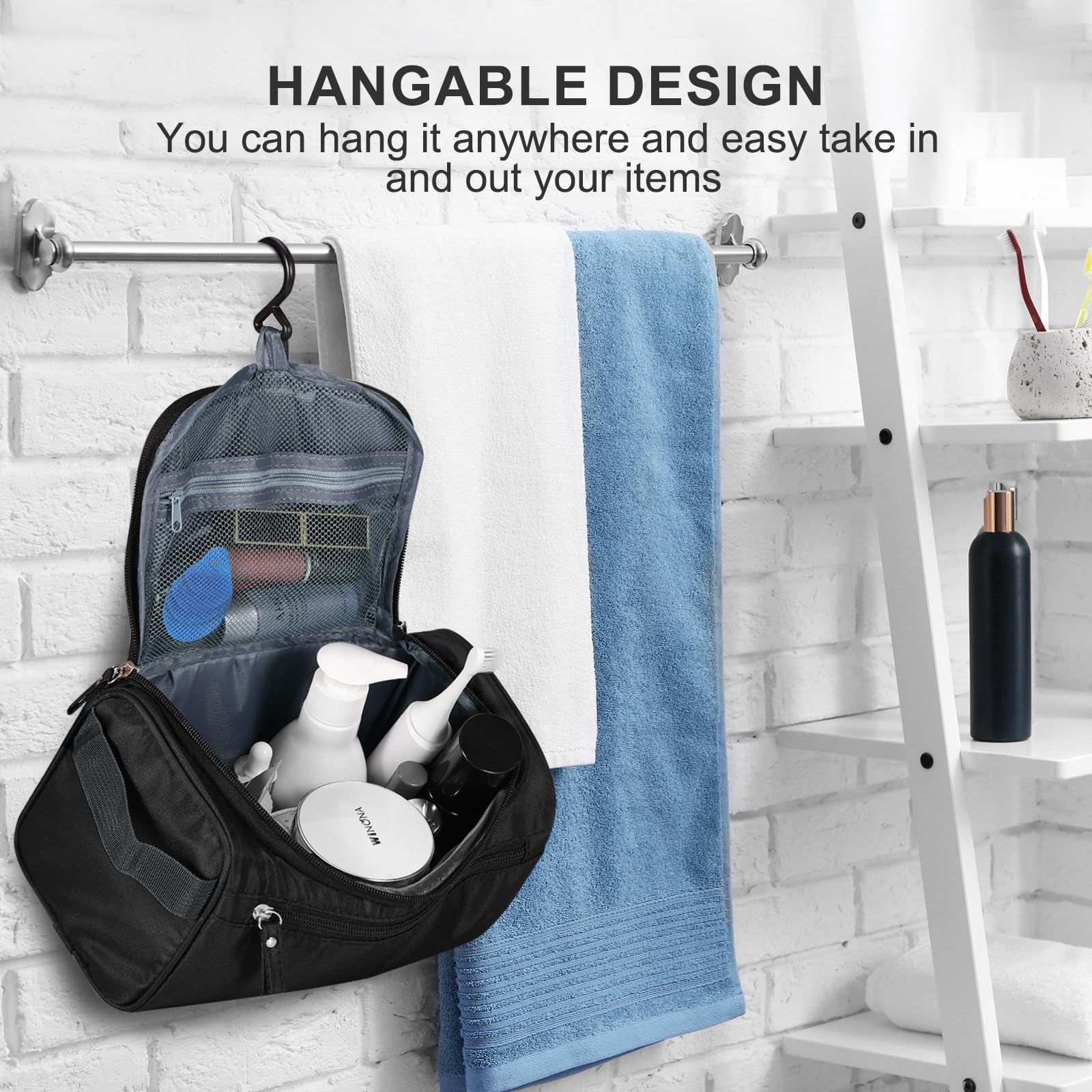 Hanging Toiletry Bag for Women and Men Traveling Makeup Large Capacity view 5