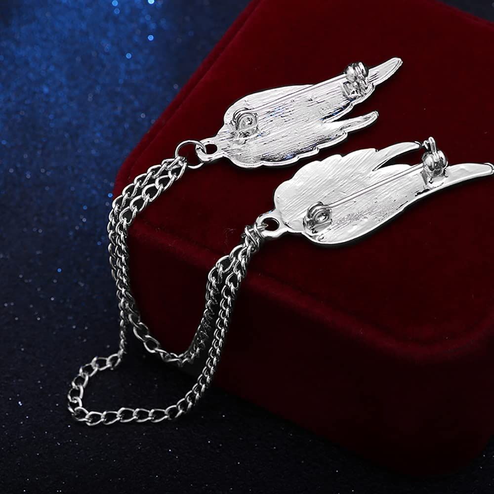 Angel Wings Tassel Chain Brooch Collar Pins. Metal Feather Lapel Pin view 4