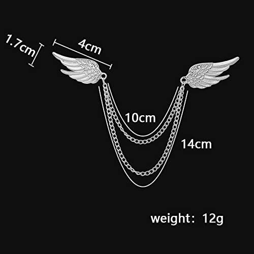 Angel Wings Tassel Chain Brooch Collar Pins. Metal Feather Lapel Pin view 5
