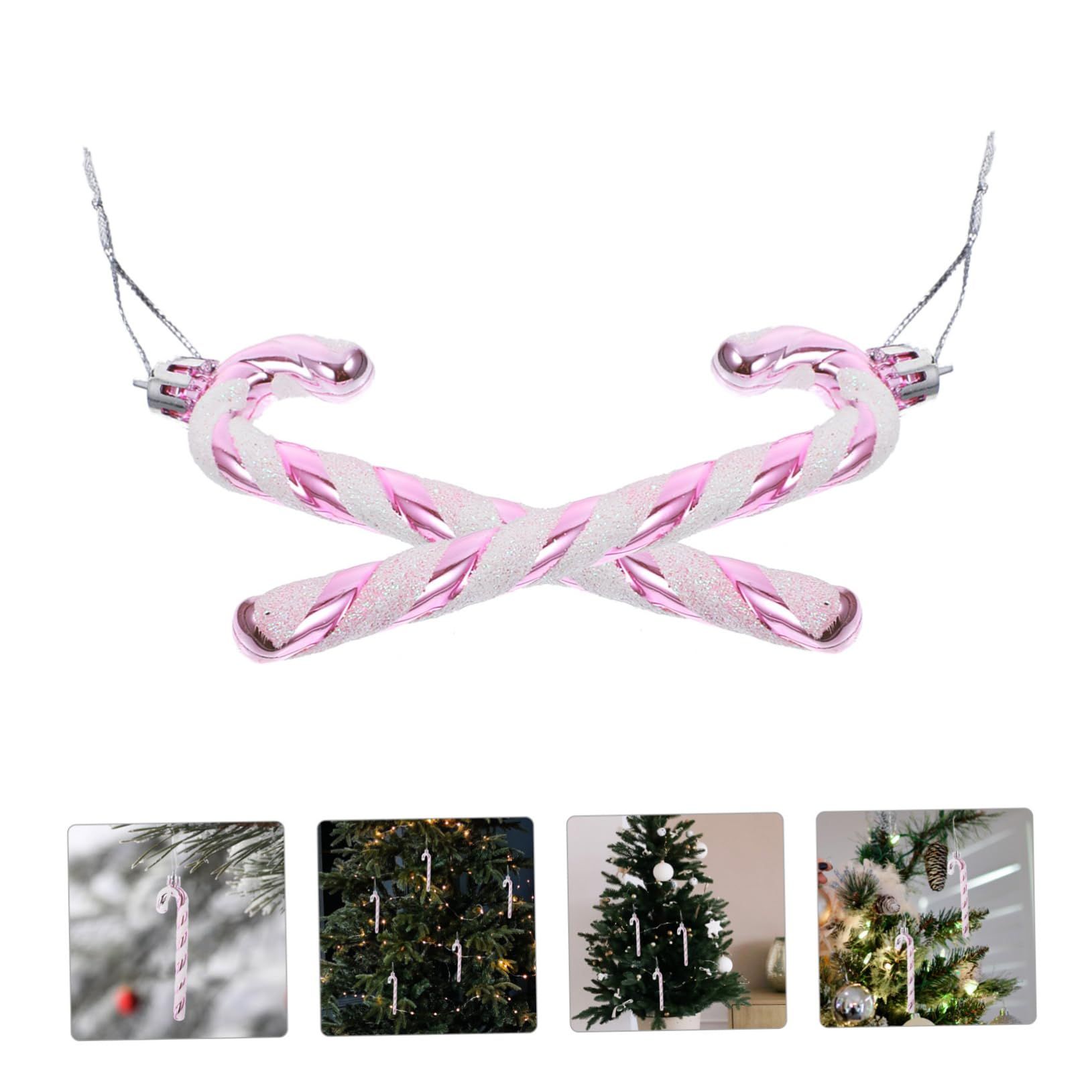 Pack of 6 13cm Glitter Candy Cane Christmas Tree Decorations/Ornaments view 3