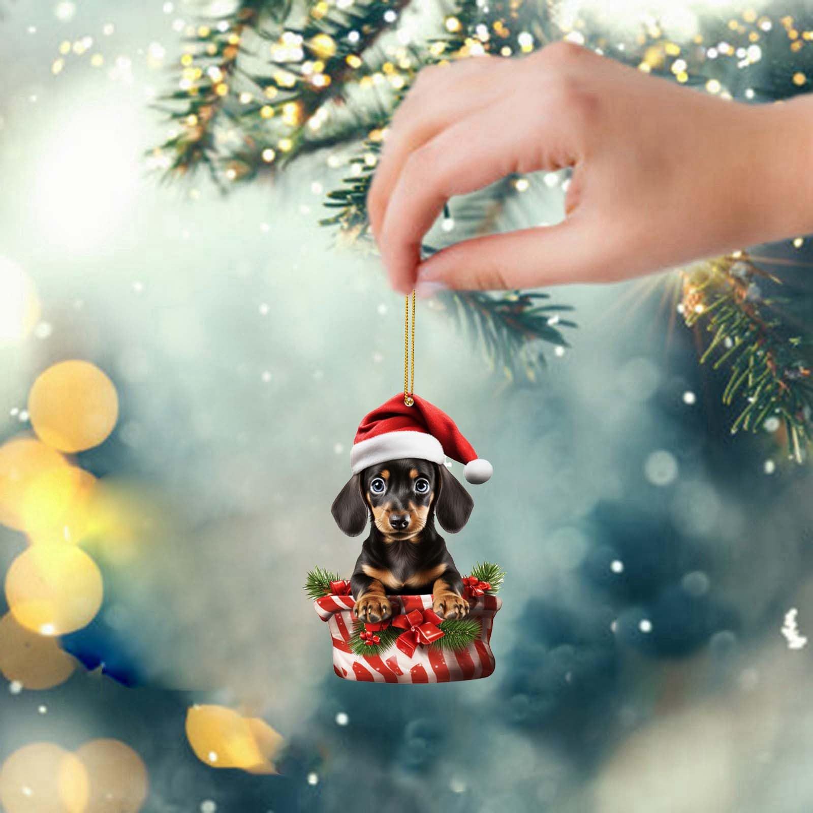 2023 Christmas Dog Pendant Christmas Tree Small Pendant Puppy Acrylic Flat view 3