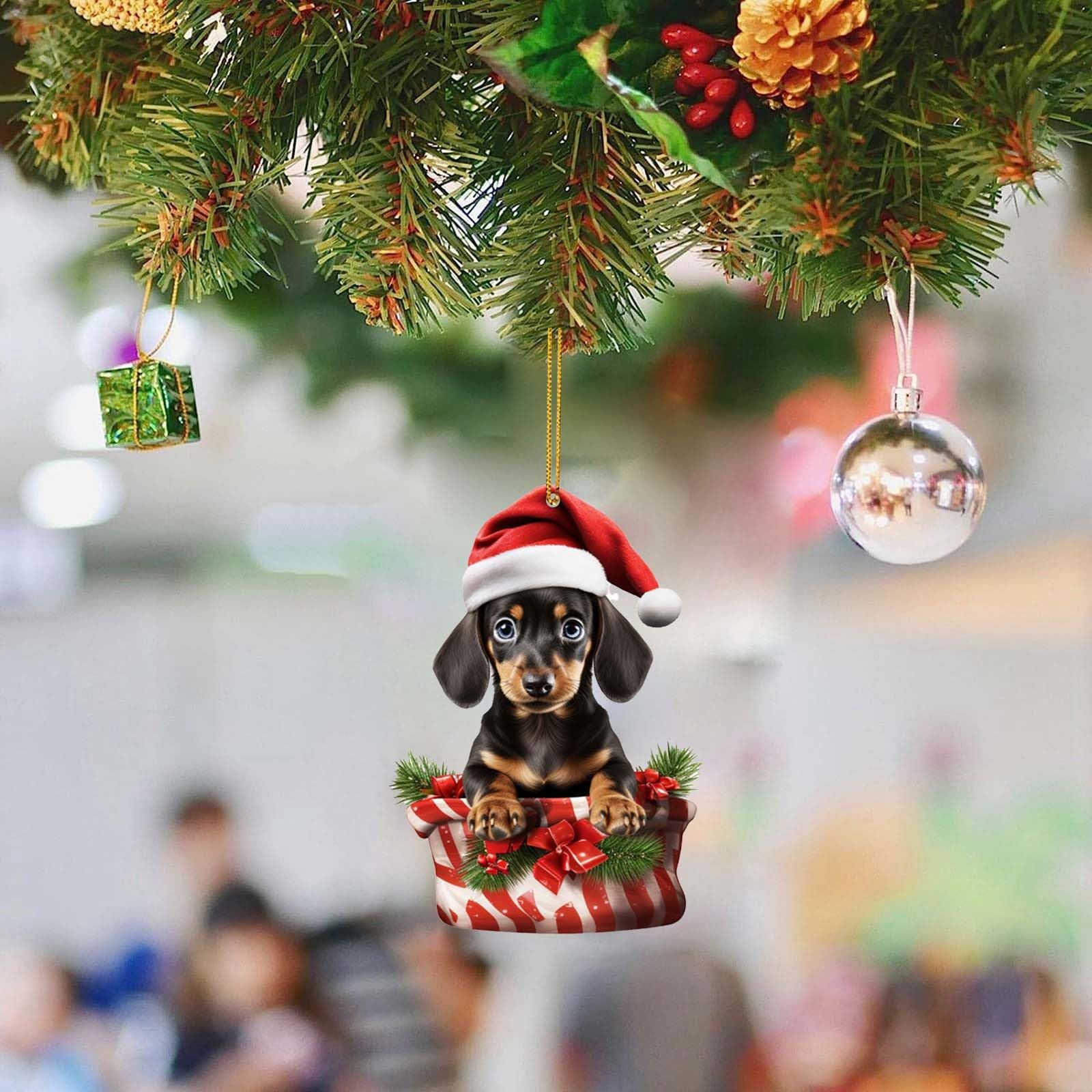 2023 Christmas Dog Pendant Christmas Tree Small Pendant Puppy Acrylic Flat view 5