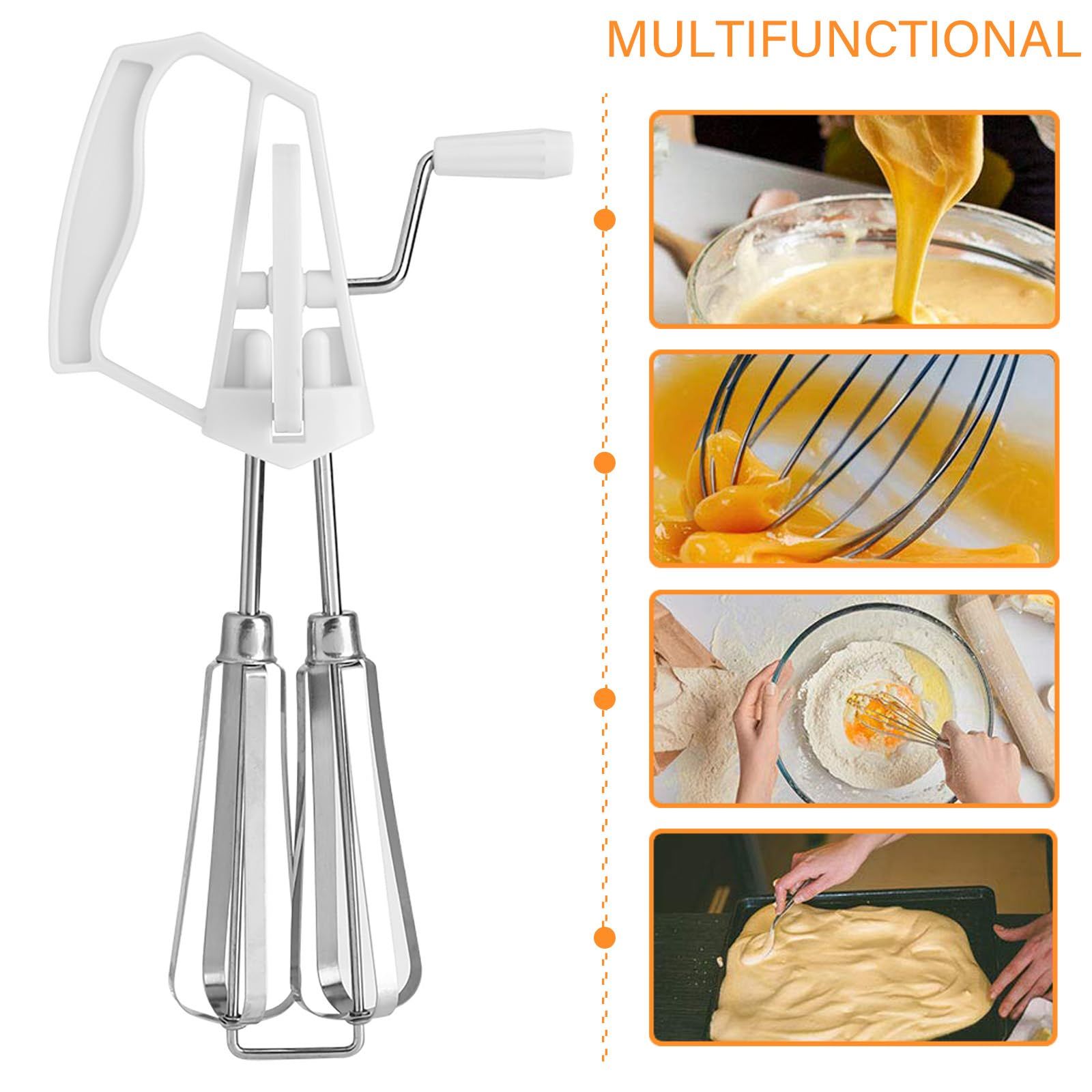 Kitchen Egg Beater, Egg Whisk Stainless Steel Rotary Manual Egg Beater Hand view 4