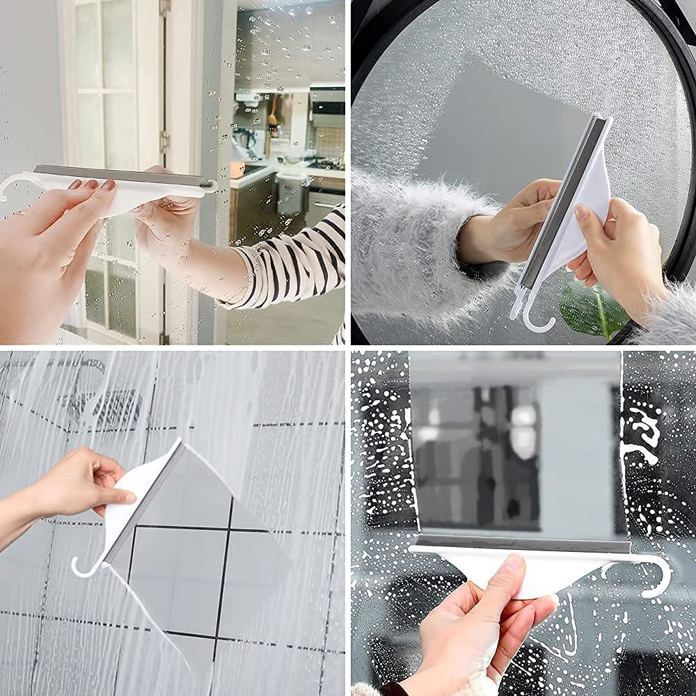 Tiny Bathroom Shower Mirror Squeegee with Hanging Hook view 2