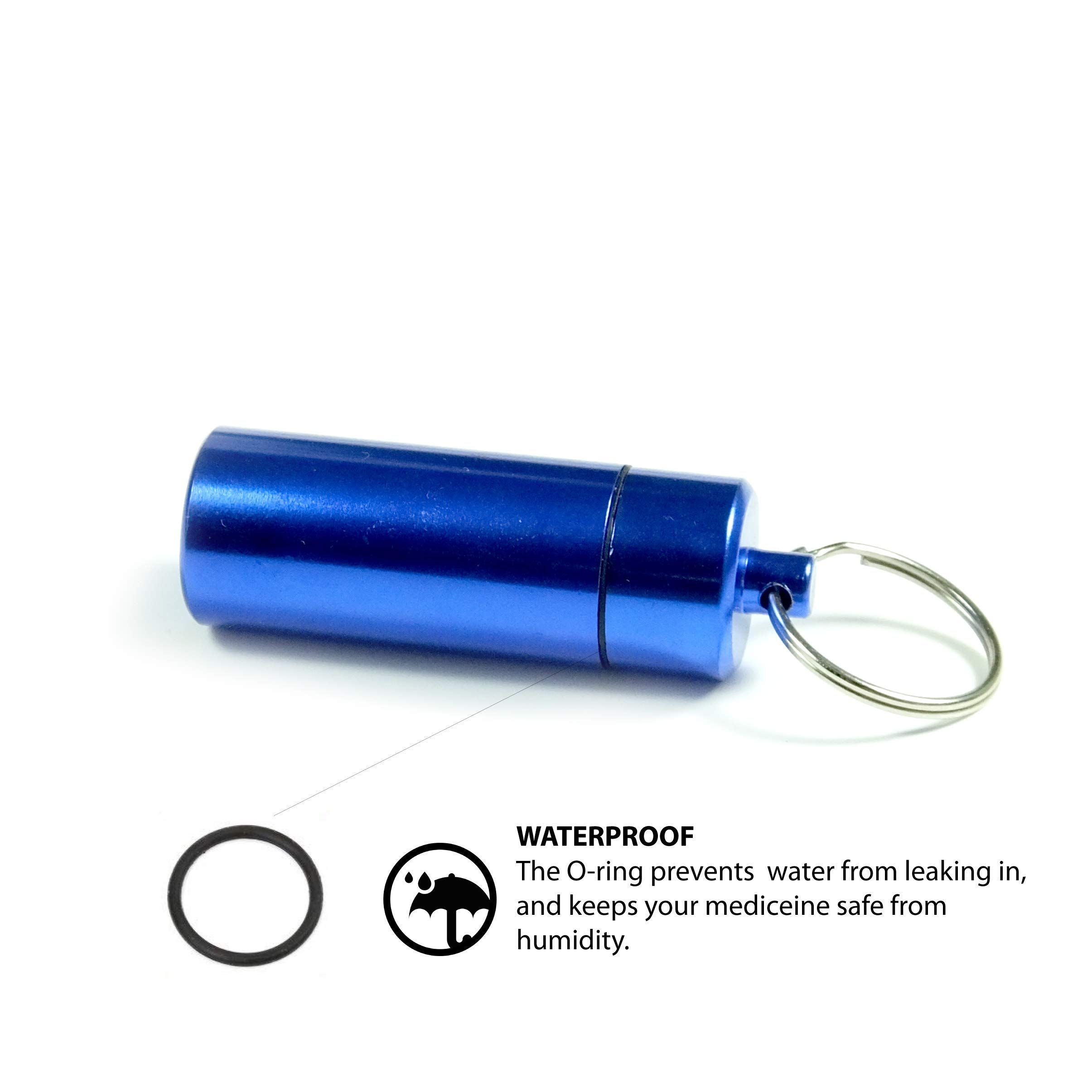 Aluminum Keychain Medication Pill Box. Waterproof Portable Mini Travel Pill view 3