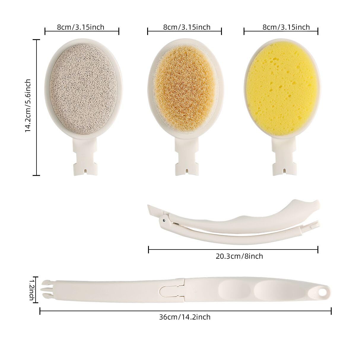 3 in 1 Bath Sponge Brush Set for Shower view 5