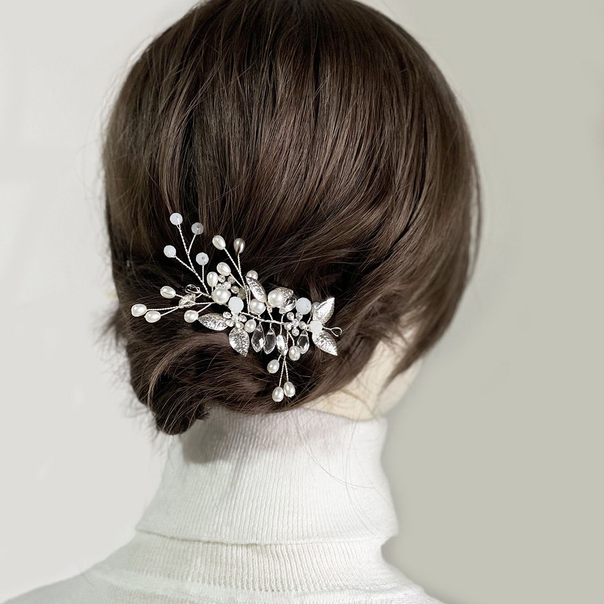 Bridal Pearl Headband Crystal Bridal Hair Accessories Flower Headdress Bride view 5