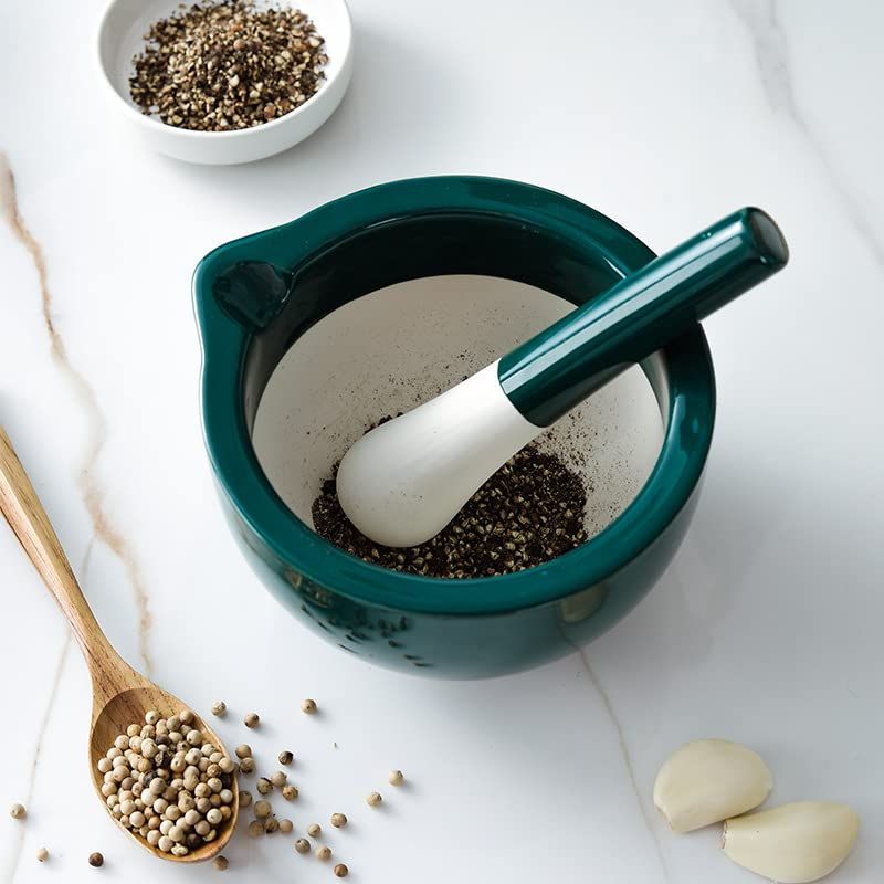 Porcelain Mortar and Pestle Spice Garlic Herb Grinder view 4