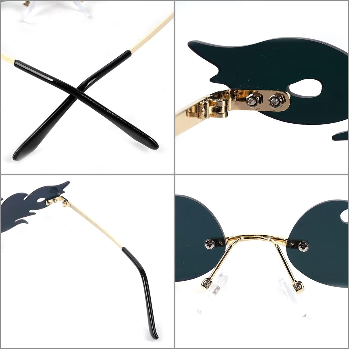 Fire Flame Sunglasses Rimless Wave Flame Shape Sunglasses Novelty Fire Shaped view 4