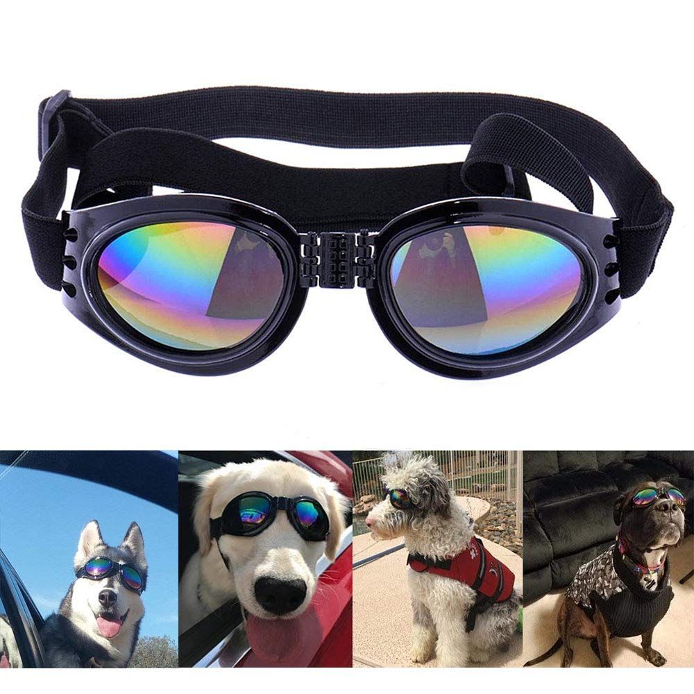 2 Pcs Dog Goggles, Adjustable Strap Dog Goggles Eye wear Protection for Travel view 2