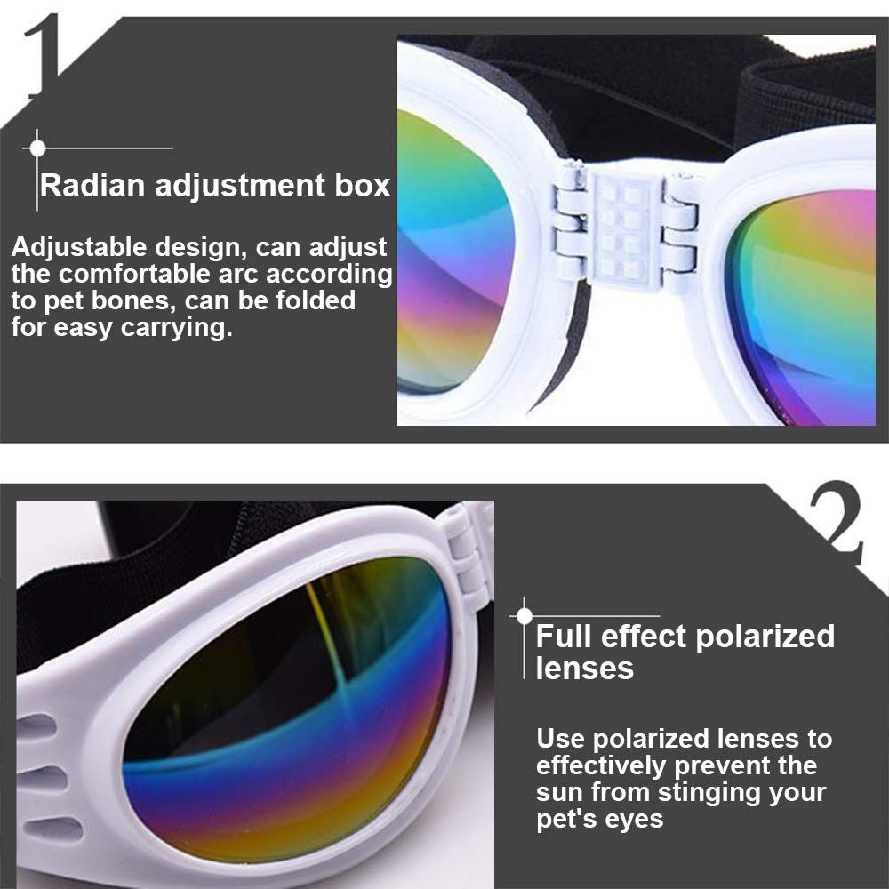 2 Pcs Dog Goggles, Adjustable Strap Dog Goggles Eye wear Protection for Travel view 4