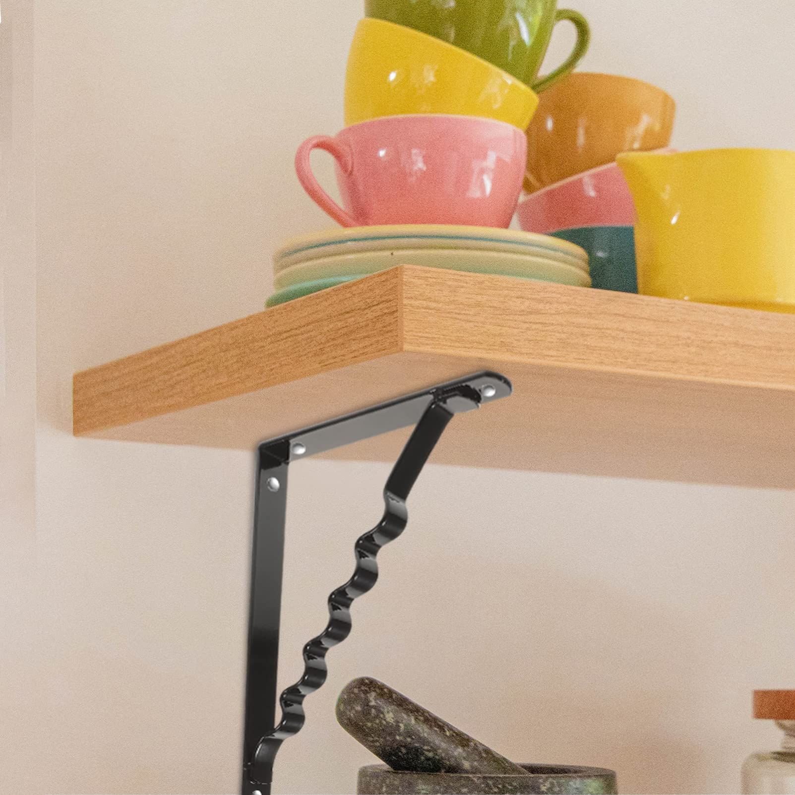2pcs Tripod Wall Mounted Shelf Brackets Hidden Shelf Brackets L Brackets for view 2