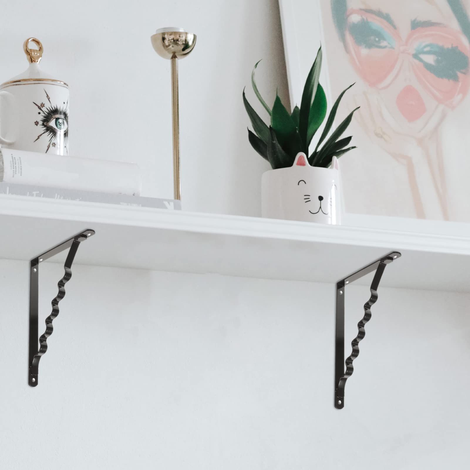 2pcs Tripod Wall Mounted Shelf Brackets Hidden Shelf Brackets L Brackets for view 4