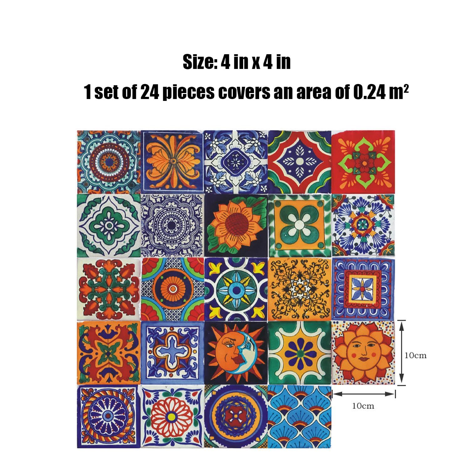 24Pcs Tile Stickers 4x4 Inch Bohemian Style Tile Stickers view 2