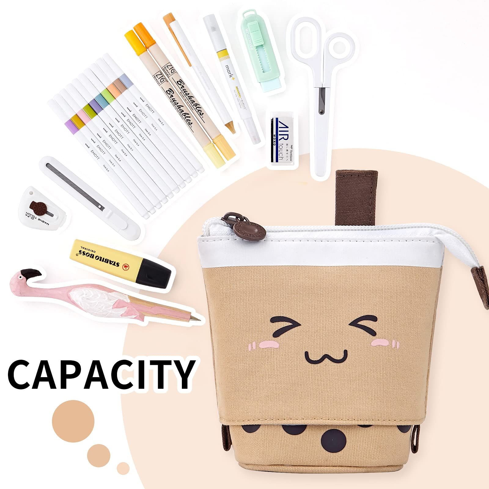 Cute Pencil Case Standing Pen Holder Telescopic Makeup Pouch Pop Up Cosmetics view 3