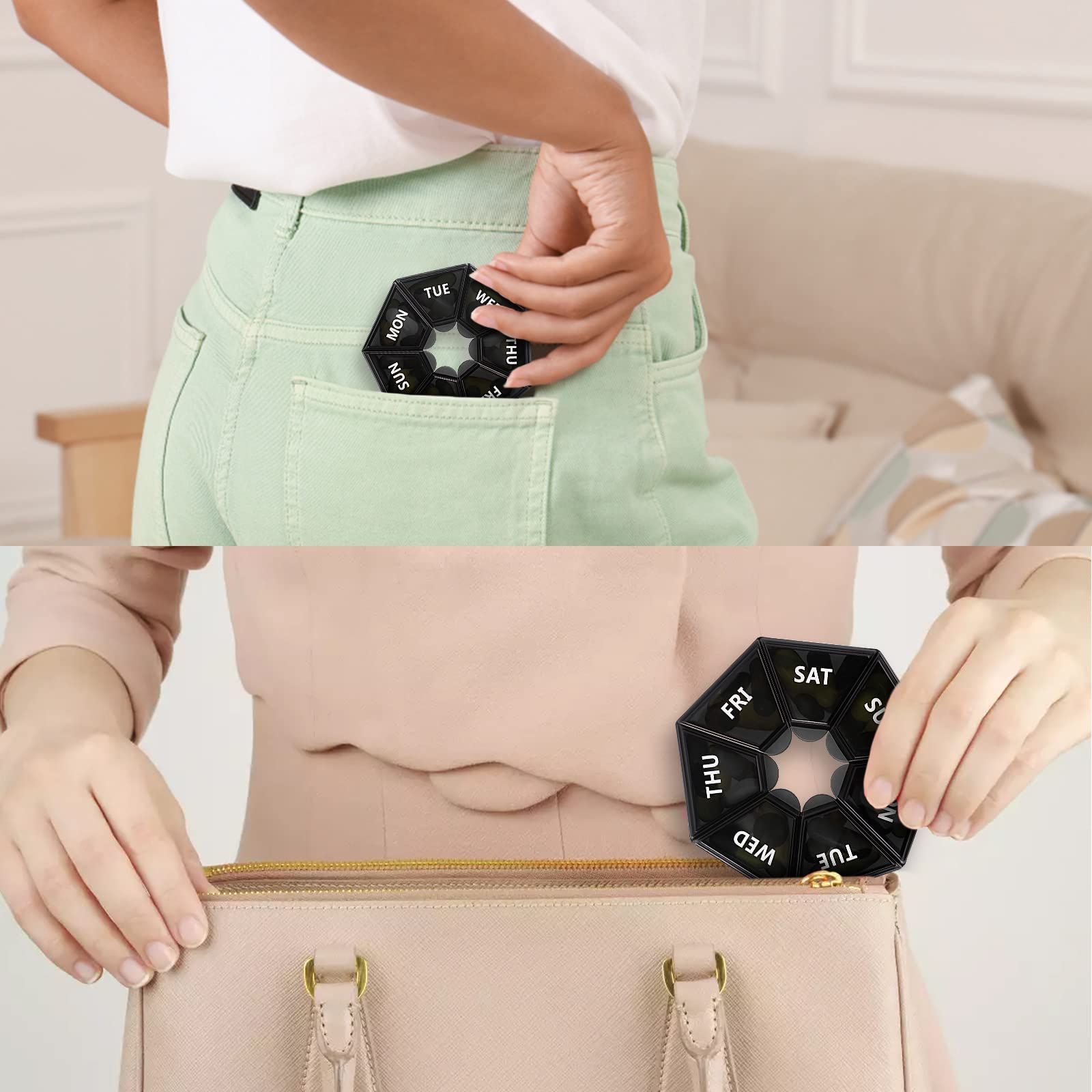 Weekly Pill Organizer, Portable Travel Pill Box Dispenser Medicine case 6 view 3