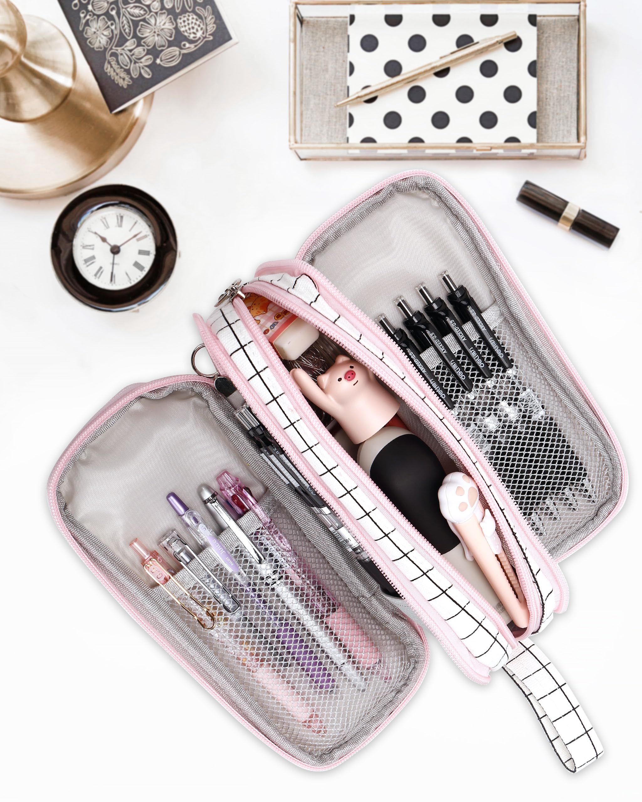 Capacity Pencil Case Pen Pocket Zipper Canvas Storage Bag Student's Pencil view 3