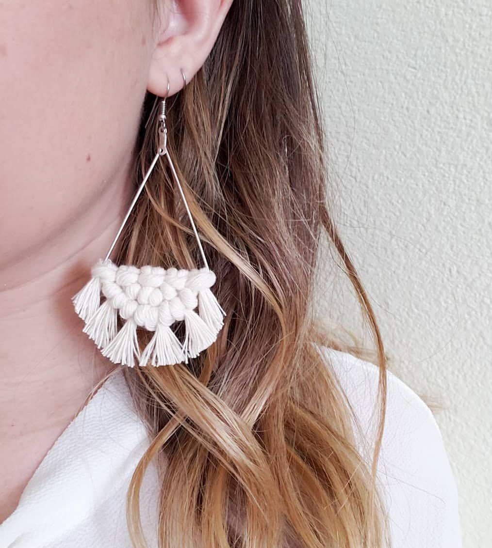 Bohemian Handmade Fan Shape Fringe Tassel Drop Dangle Earrings Fashion Boho view 3