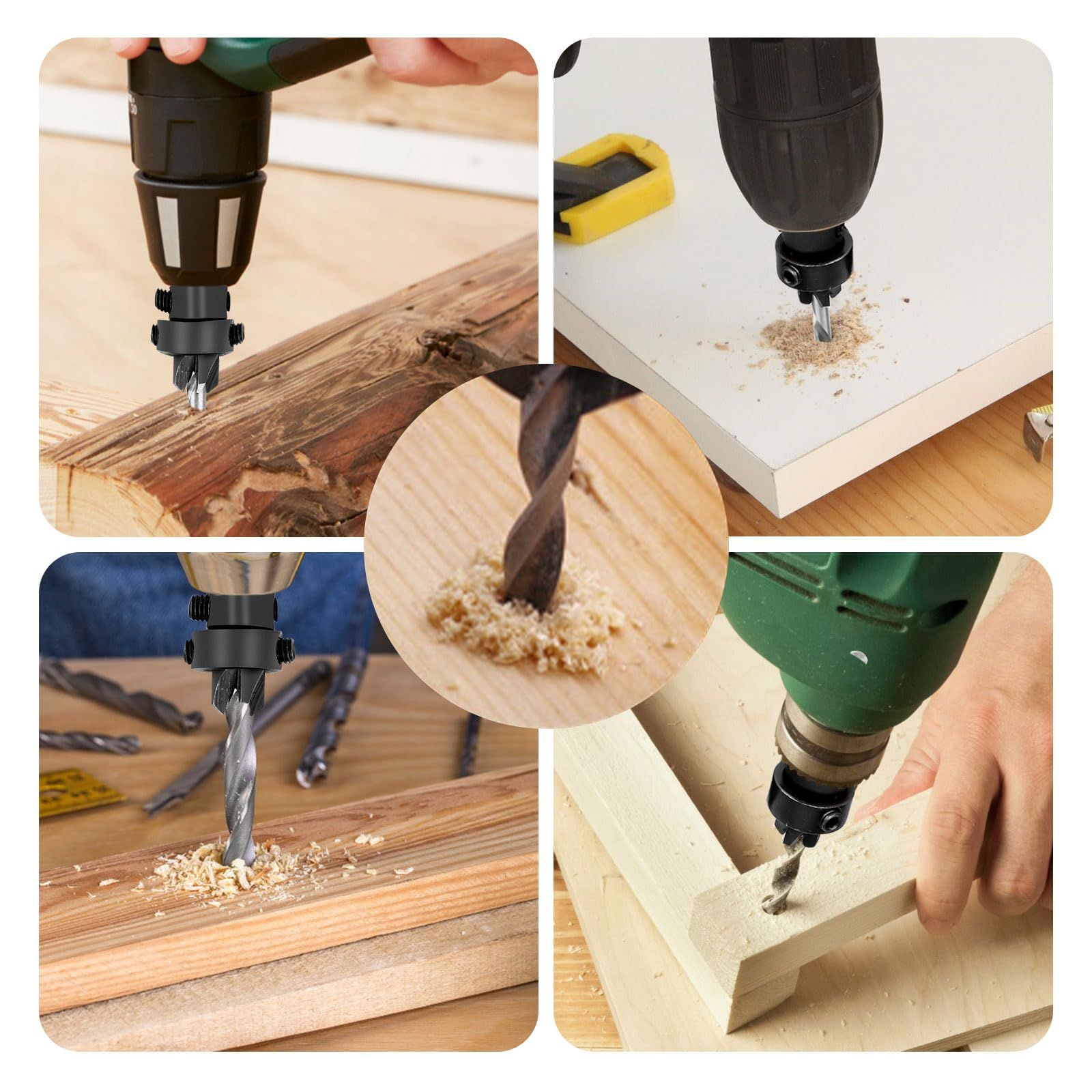 5pcs Wood Countersink Drill Bit Set Hex Shank Quick Change Counter Sinker Pre view 2