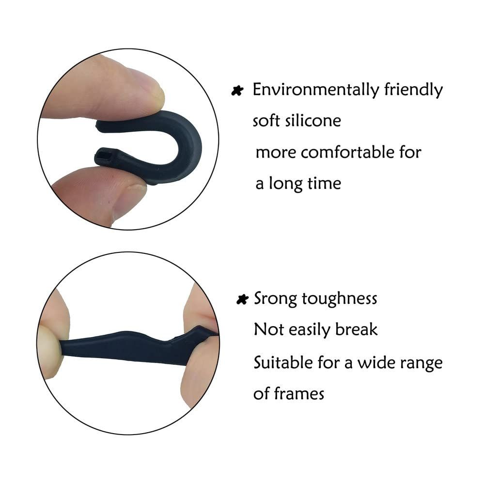 2 airs Black Eyeglass Ear Grip with Anti Slip Eyeglass Retainer view 3