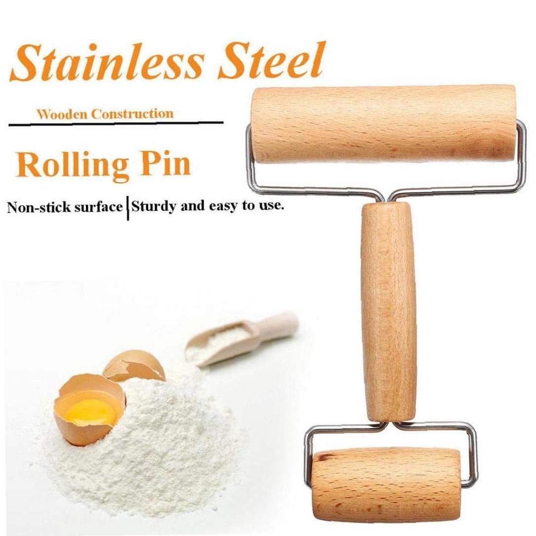 Small Rolling Pin, Wooden Dough Roller, Non-Stick Pizza Roller, Dough Baker view 3