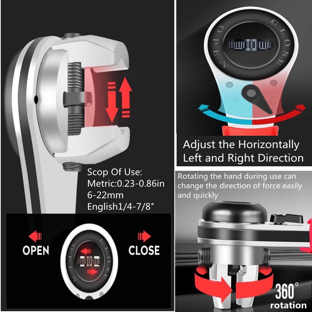 Adjustable Ratchet Wrench Universal Adjustable Socket Wrench for 6-22mm Screw view 5