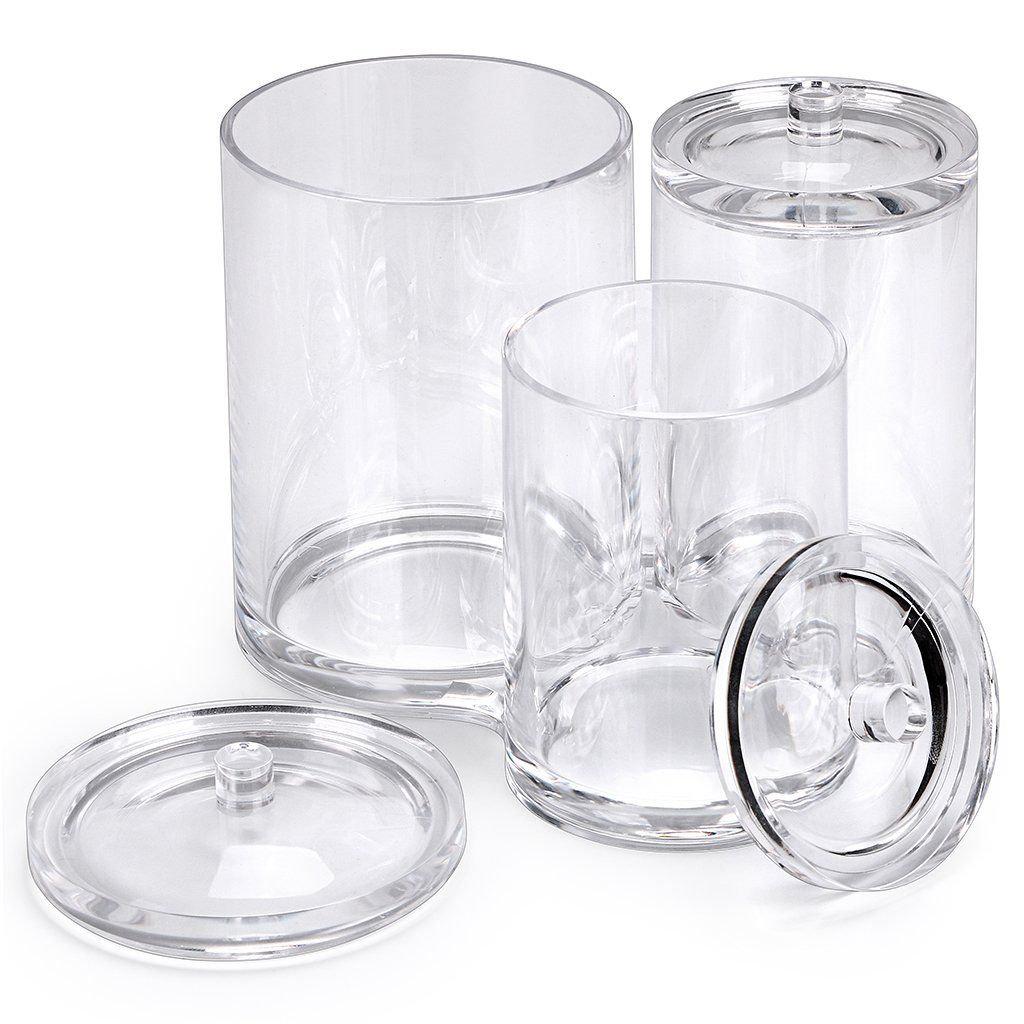 Clear Acrylic Cotton Swab Holder Preminm Quality Round Container Cotton Pad view 4