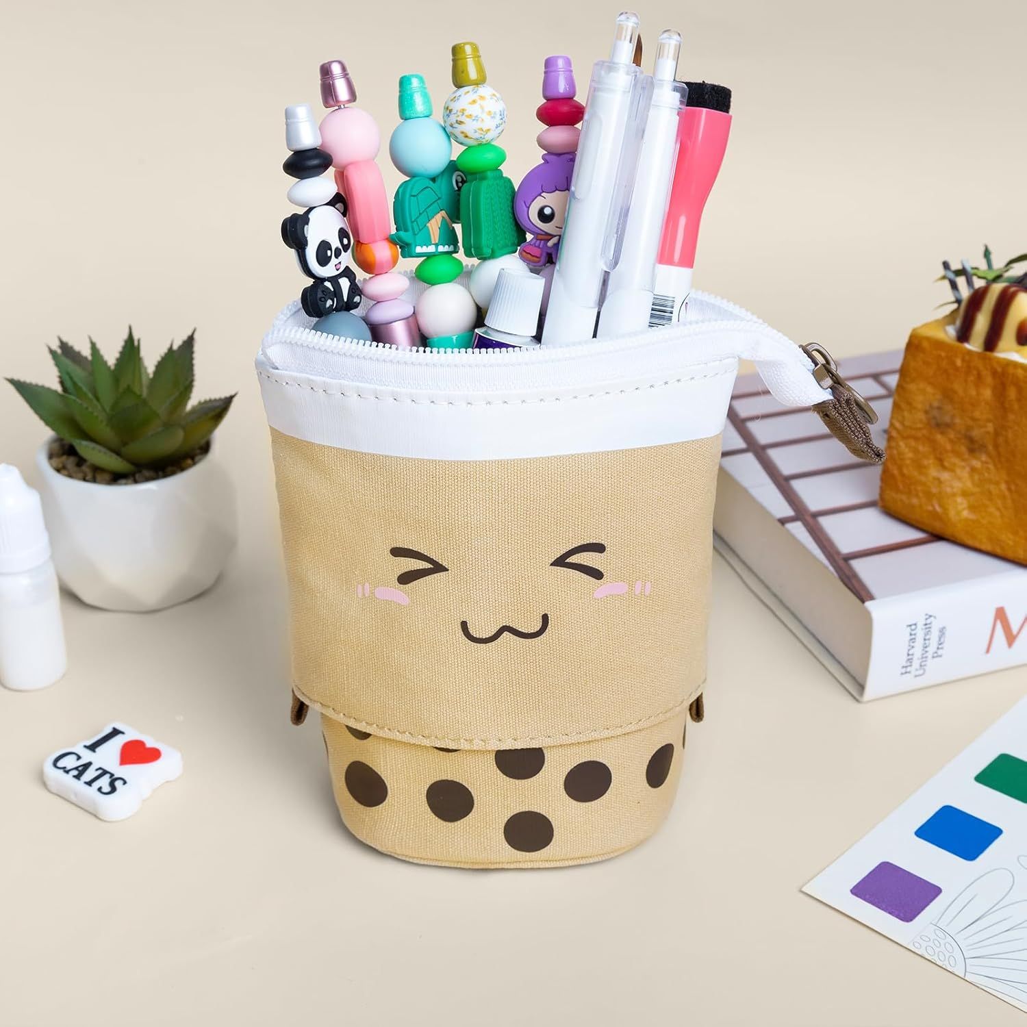 Cute Pencil Case Standing Pen Holder Telescopic Makeup Pouch Pop Up Cosmetics view 5