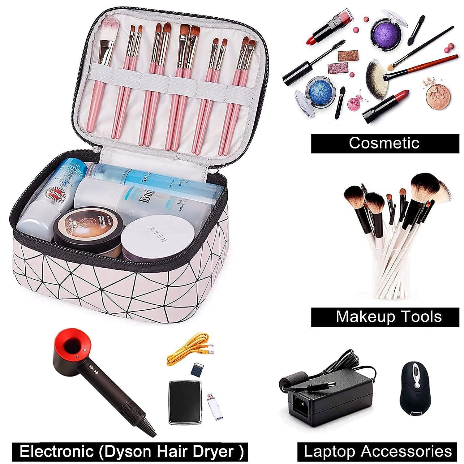 Makeup Bag,Travel Bag Essentials,Large Train Travel Toiletry Bag for Women view 4