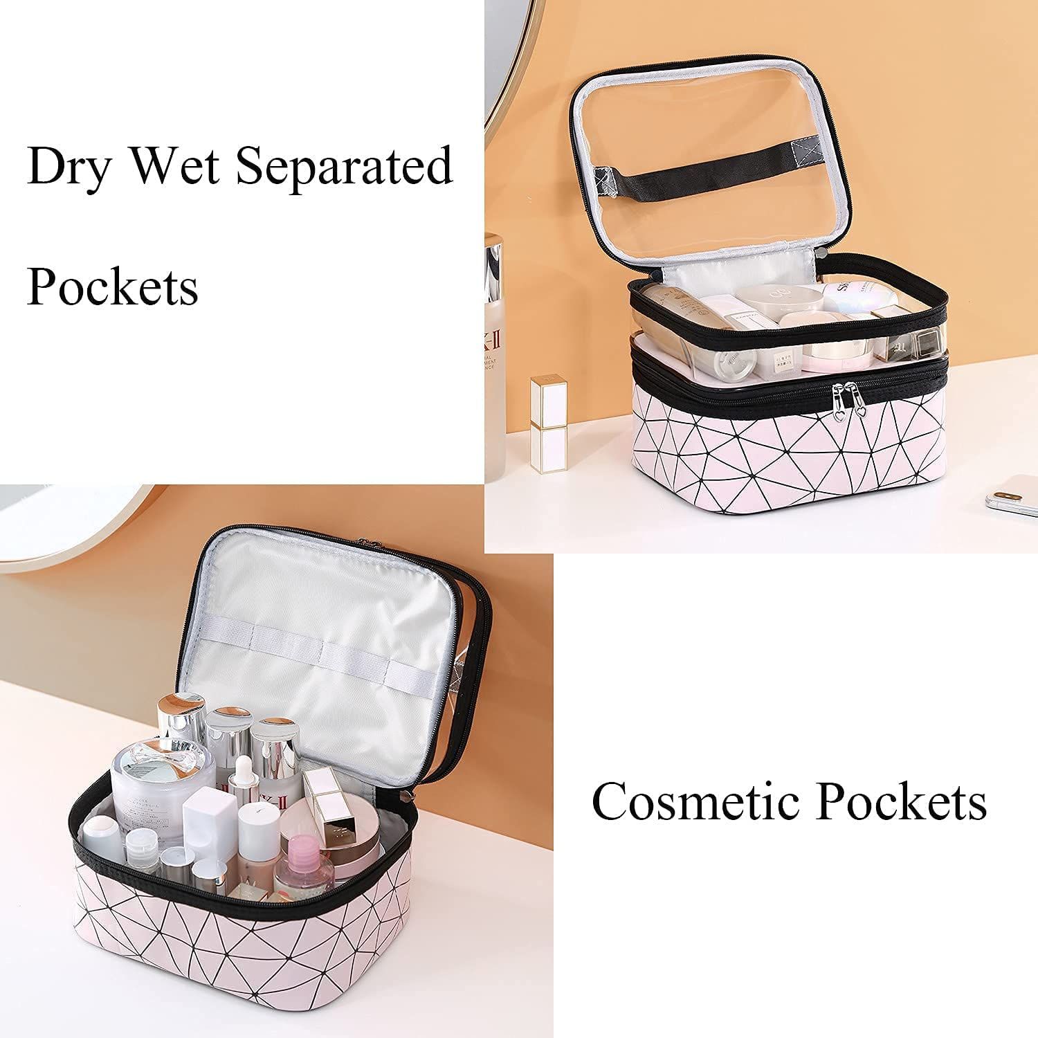Makeup Bag,Travel Bag Essentials,Large Train Travel Toiletry Bag for Women view 5