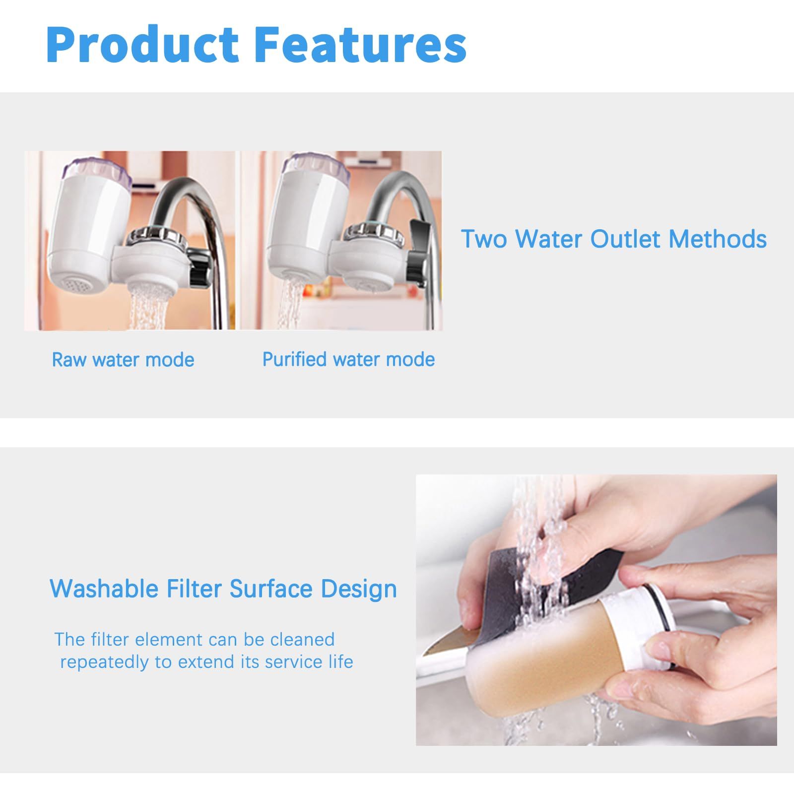 Water Filter for Sink, Tap Water Filter, Faucet Mount Water Filter for Kitchen view 3