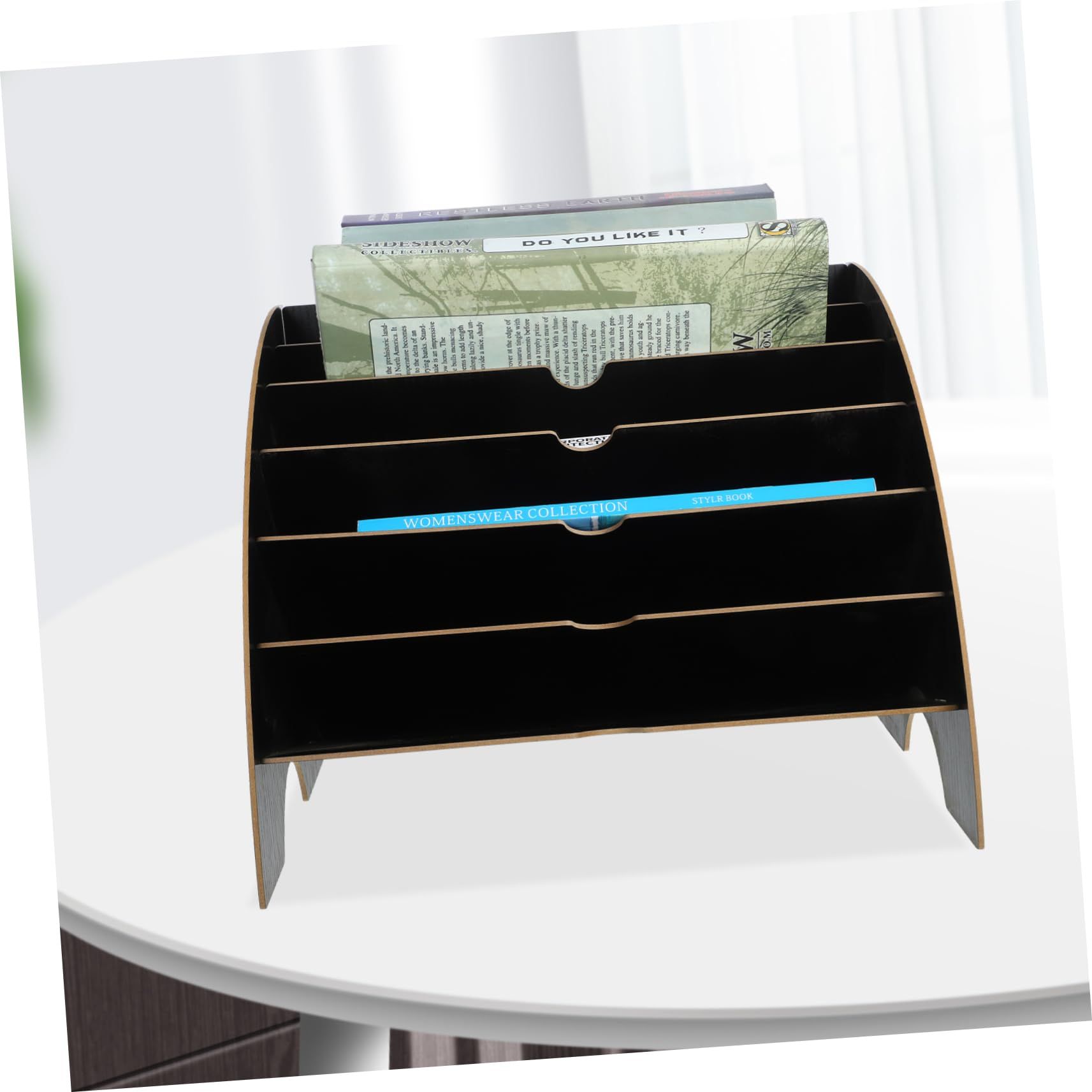 （black ）Display Stand Book Stand Desk Paper Organizer A4 Paper Desk Rack File view 3