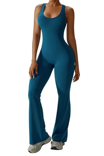 Women's Flared Jumpsuit for Yoga, Gym, Sports & Casual Occasions, XL (Teal) view 4