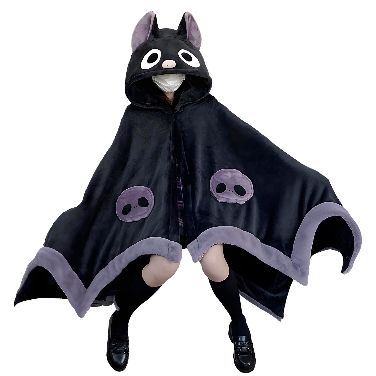 Cozy Bat Hooded Cloak Blanket for Halloween Costumes view 7
