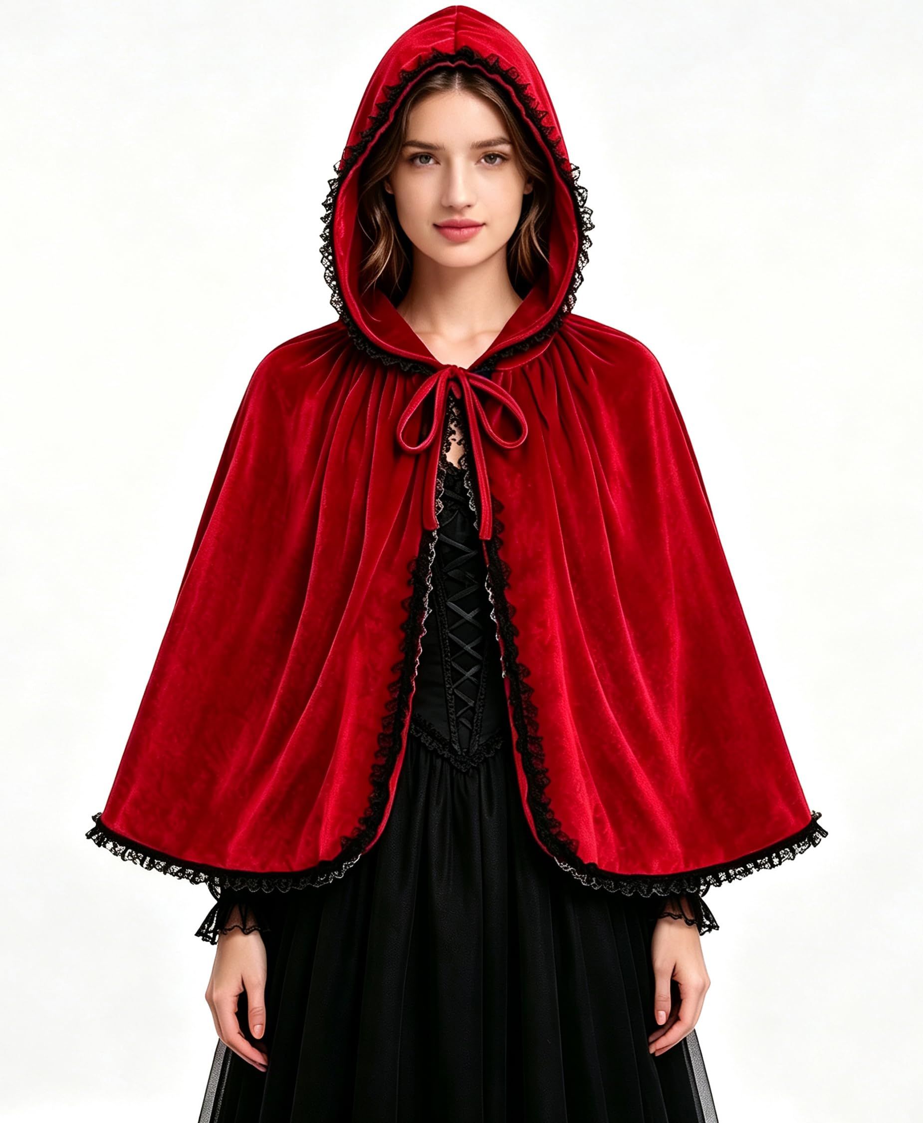 2pcsWomens Halloween Cape for Cosplay, Themed Parties & Dress-Up Events (Red) view 3