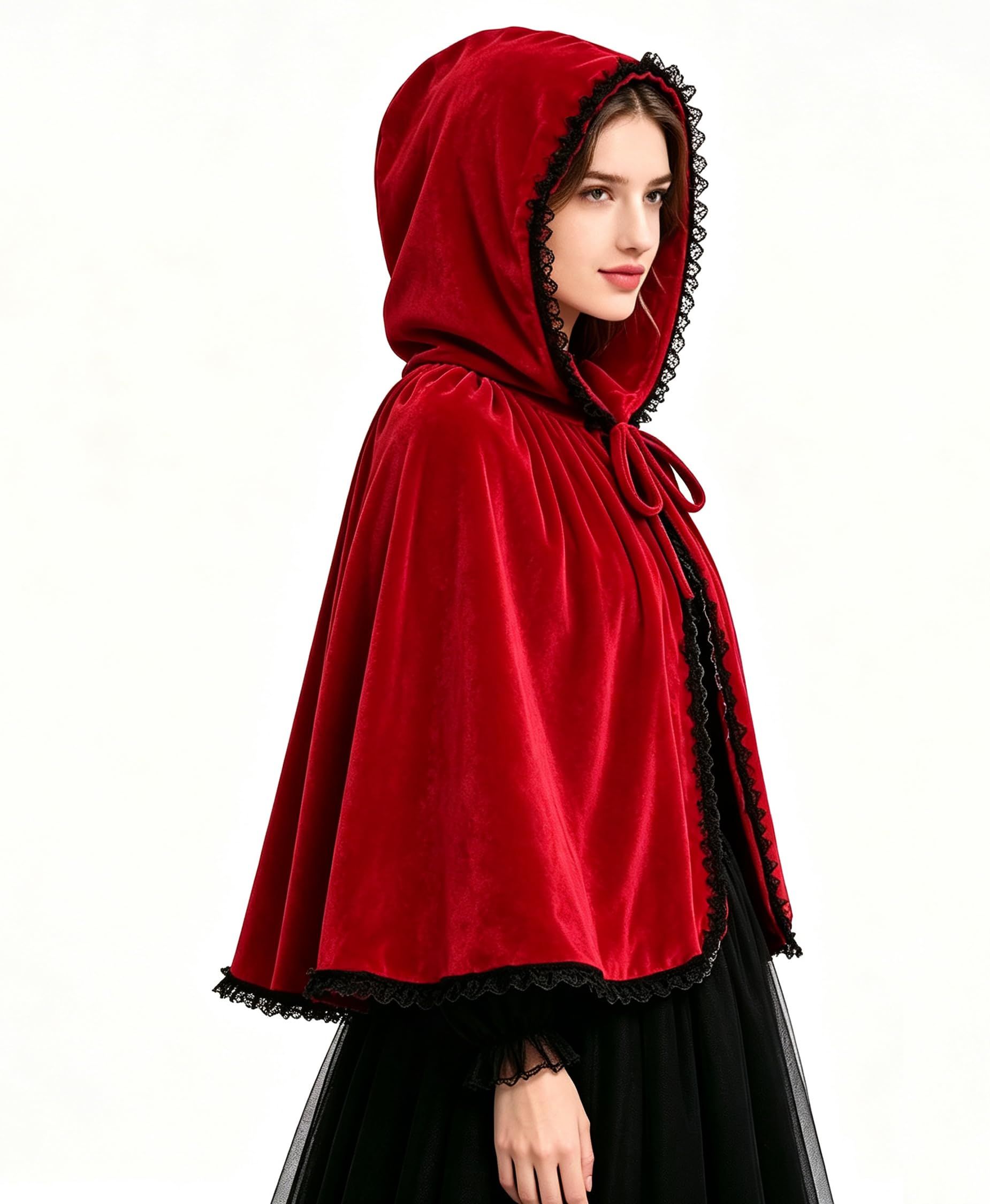 2pcsWomens Halloween Cape for Cosplay, Themed Parties & Dress-Up Events (Red) view 4