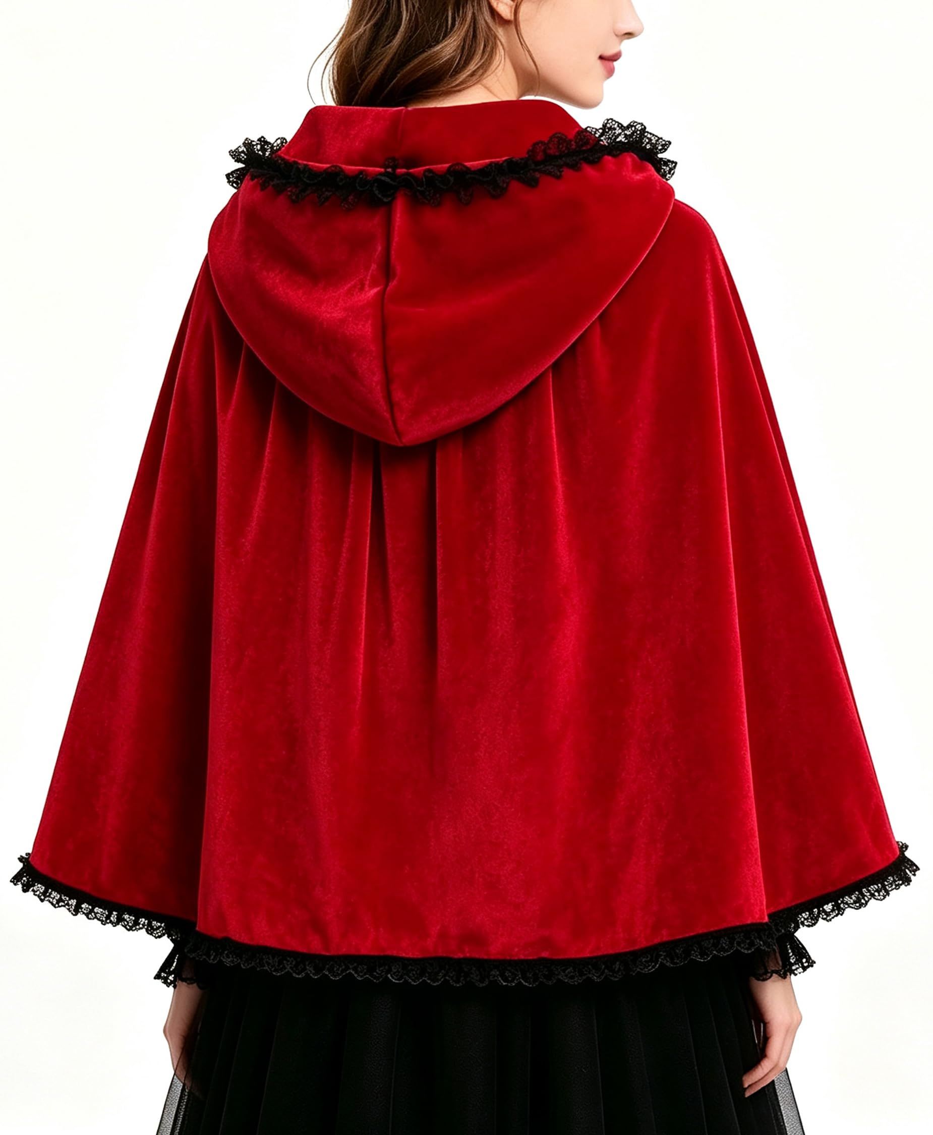 2pcsWomens Halloween Cape for Cosplay, Themed Parties & Dress-Up Events (Red) view 5