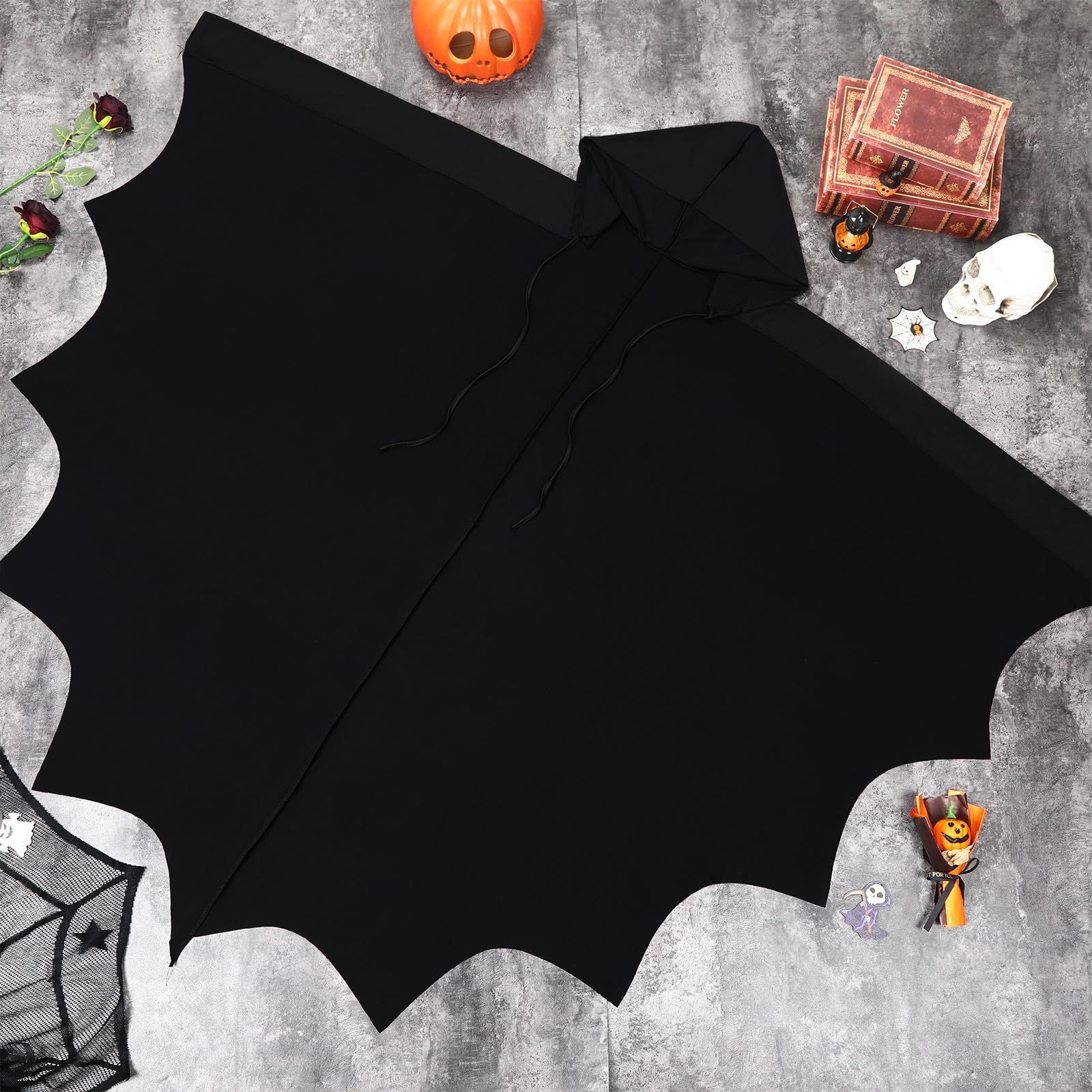Spooky Bat Cloak for Halloween, Cosplay, Costume Parties and Themed Events (black) view 7