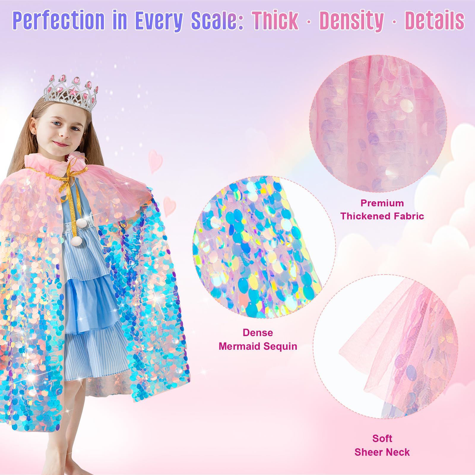 9PCSKids' Mermaid Princess Dress-Up Set for Pretend Play view 5