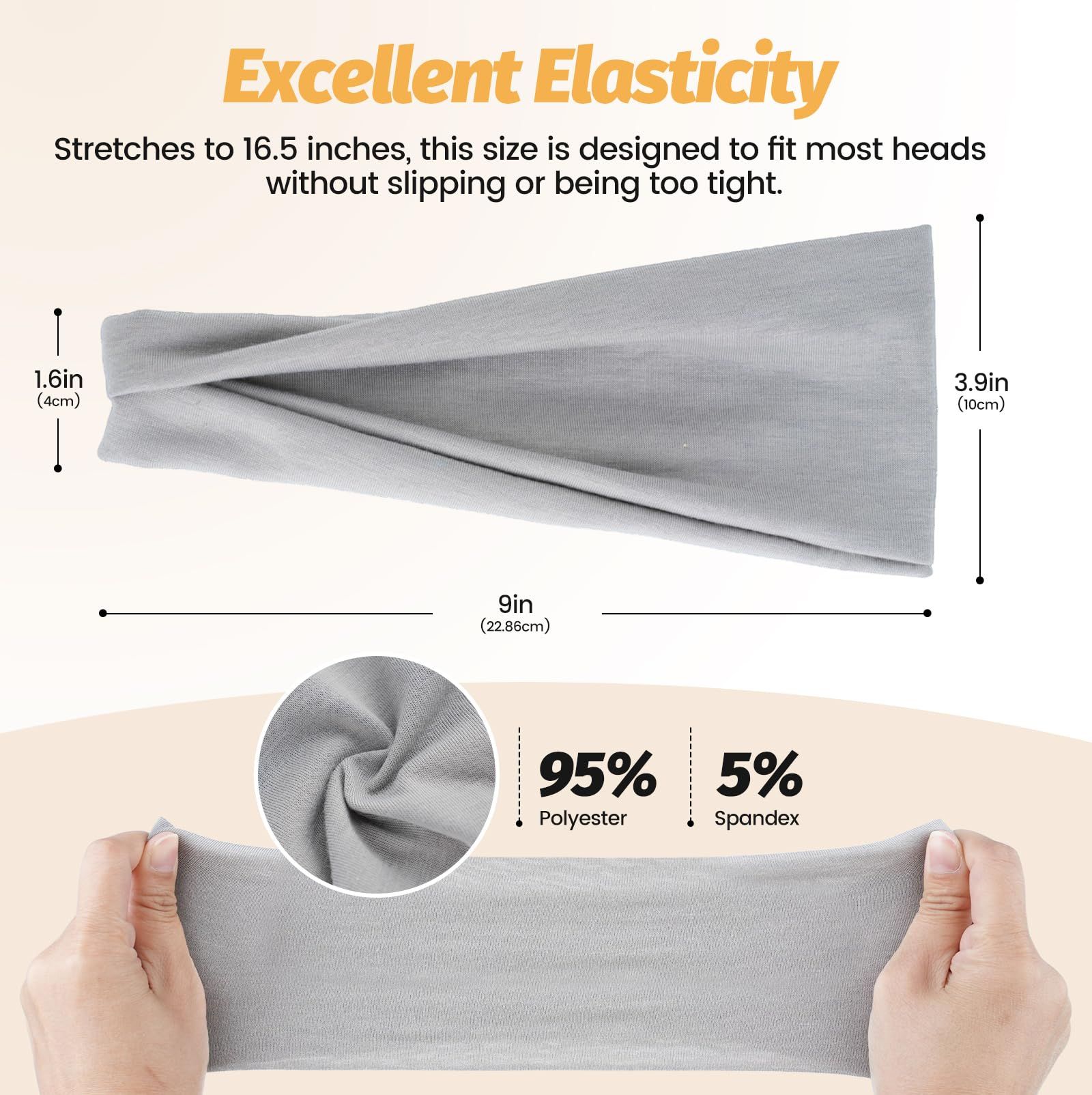 6pcsStretchy Non-Slip Headbands for Sports view 2