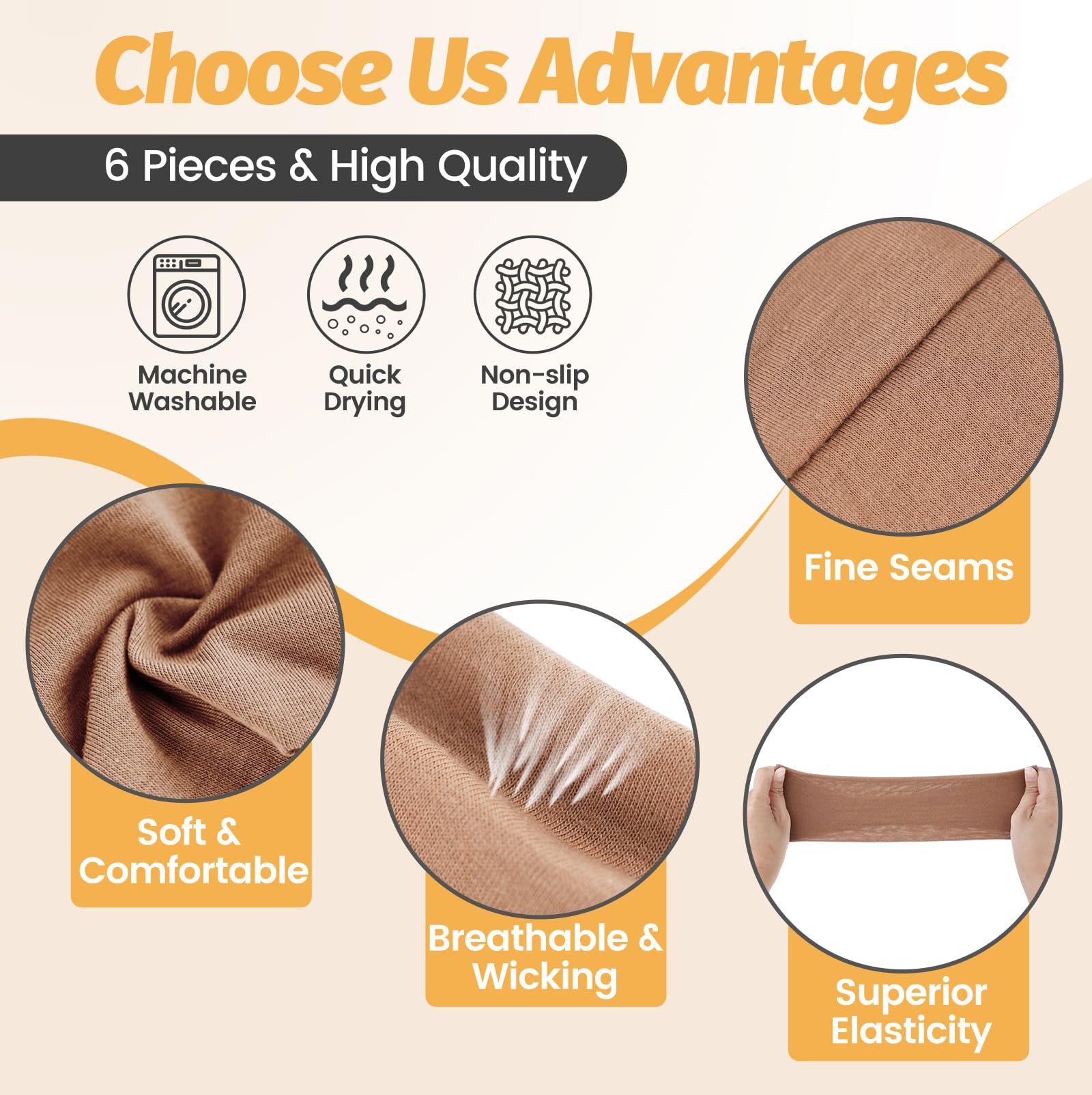 6pcsStretchy Non-Slip Headbands for Sports view 3