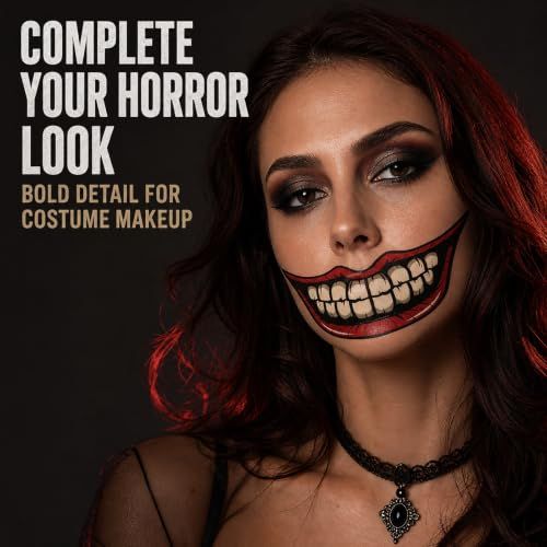 10 Horror Mouth Temporary Tattoos for Halloween Costumes view 5