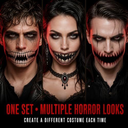 10 Horror Mouth Temporary Tattoos for Halloween Costumes view 6