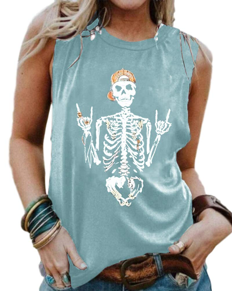Women's Sleeveless Tank Top With Funky Skeleton Graphic For Summer — image 1