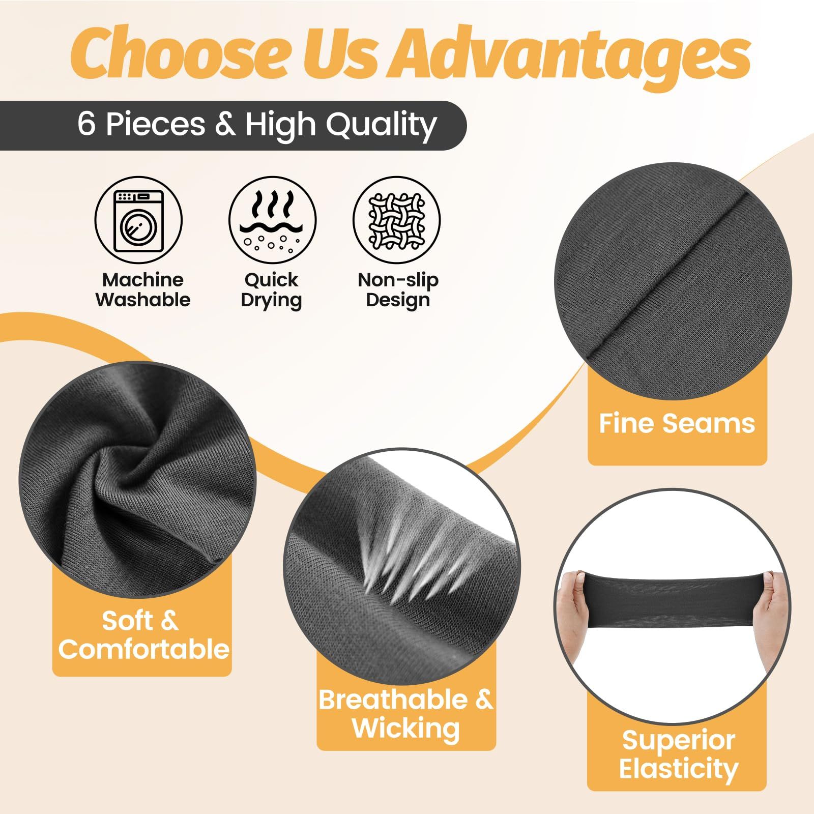 6pcsVersatile Non-slip Headbands for Sports view 3