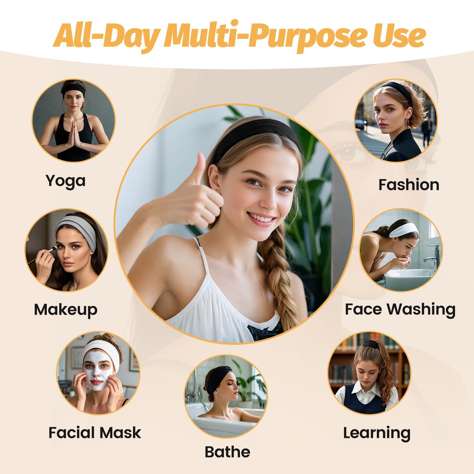 6pcsVersatile Non-slip Headbands for Sports view 4