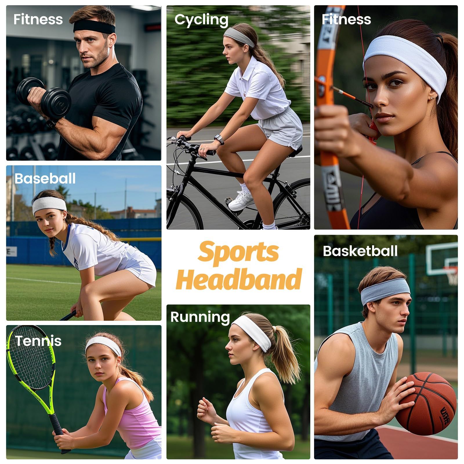 6pcsVersatile Non-slip Headbands for Sports view 6
