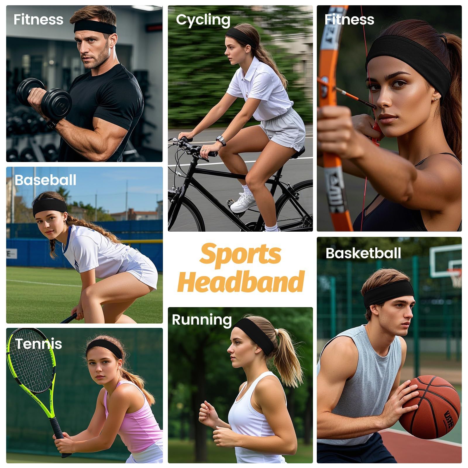 6pcsVersatile Stretch Headbands for Sports view 6