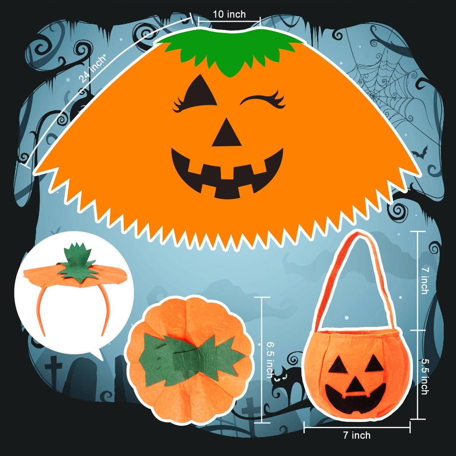 Womens Winking Pumpkin Poncho view 3
